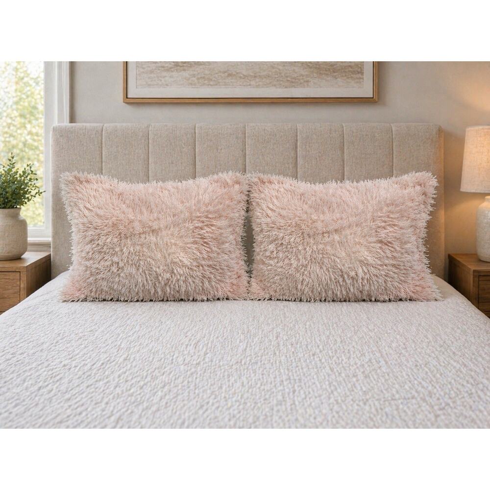 Martha Stewart Whim Collection Faux Fur Pillow Covers Blush Pink Set 2 Macy’s
